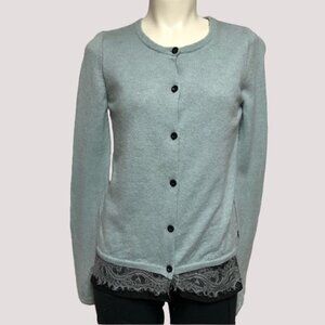 Maison Scotch No 10 Pale Blue Knit Magique Lined Wool Blend Cardigan Sweater